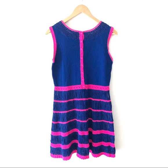 Nanette Lepore Blue and Pink Sheer Knit Dress - Picture 2 of 7